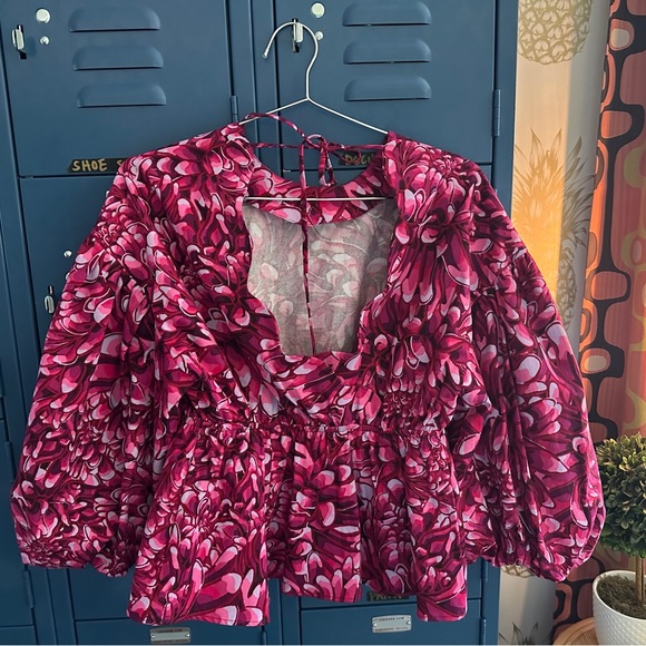 NWOT Kika Vargas For Target Flower Print Puffy Sleeve Top - Picture 5 of 6